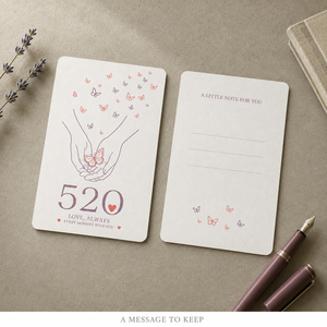 Tarjeta de Felicitación Delicada con Dibujo <span class=keywords><strong>a</strong></span> Mano de Mariposa y Gesto de Amor, Tarjeta Plana Personalizada Impresa para Regalo de Novio o Novia - Product Image 2
