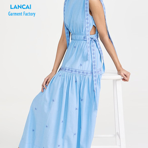 Vestido Largo sin Mangas con Bordado de Nuevo Estilo, Decoración en el Hombro - Product Image 4