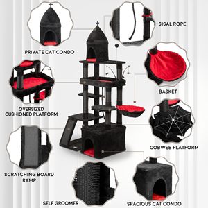 Multi Level Heavy Duty Halloween Gothic <strong>Cat</strong> <strong>Tree</strong> Tower Condo <strong>Large</strong> for Big <strong>Cats</strong> - Product Image 6
