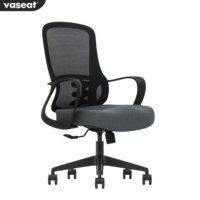 Chaise de bureau pivotante contemporaine en nylon de haute qualité, robuste, noire, avec support lombaire ergonomique et accoudoirs réglables pour le personnel de travail