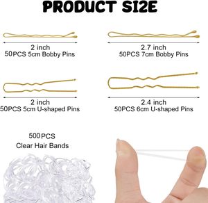 Kit de 300 Piezas de Pasadores Metálicos en Forma de U, Pinzas para el Cabello, Bandas para el Cabello, <span class=keywords><strong>Accesorios</strong></span> Elegantes para Peinados de Boda - Product Image 3