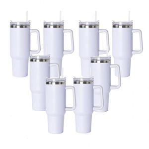 40Oz Travel <b>Mugs</b> Double Wall Vacuum Sealed Stainless Steel Cup <b>Large</b> Capacity Blank Sublimation Tumbler With Handle - Product Image 1
