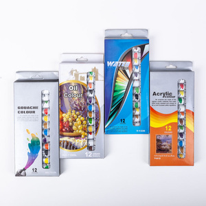 Ensemble de peinture <span class=keywords><strong>gouache</strong></span> de 12ml, 12 couleurs, Tube en aluminium Non toxique, convient pour les enfants à l'école - Product Image 2