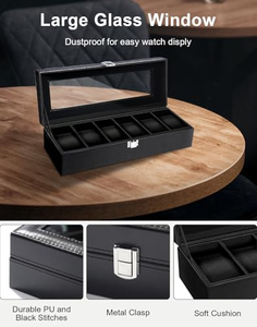 Premium Quality Rectangle 6-Slot Display Watch Storage Case Box <b>Men</b> <b>Valentine</b> <b>Gift</b> Protective Recycled Materials - Product Image 3