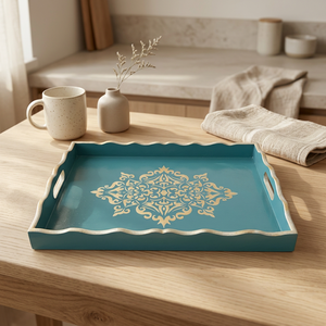Custom Print Wooden Food Serving <b>Tray</b> <b>Handles</b> Eco Friendly Engraved Dishwasher Safe Microwave Safe Household Floral Custom Size - Product Image 1