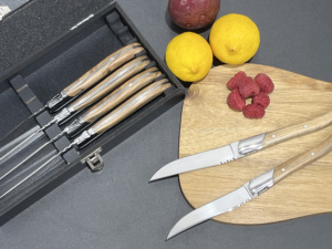 Cadeau promotionnel Ensemble de 6 pièces en acier inoxydable <span class=keywords><strong>Couteau</strong></span> à <span class=keywords><strong>steak</strong></span> <span class=keywords><strong>Laguiole</strong></span> en bois d'<span class=keywords><strong>olivier</strong></span> avec boîte cadeau en bois - Product Image 5