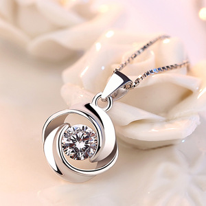Gioielli in zircone versione coreana, collana a prima vista, collana con zircone rotante - Product Image 3