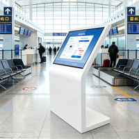 Kiosque de sol en forme de L multi-tailles avec écran tactile infrarouge 43, 49, 55, 65 pouces 4K Android en verre trempé pour terminal d'information intérieur