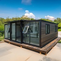 Maison conteneur mobile extensible Petite maison mobile Chambre habitable Préfabriquée 20 pieds 40 pieds pour camping Hôtel Maison familiale Rideau de verre