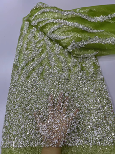 Ni. Ai Chất Lượng Cao Bị Cháy Màu Cam Đính Cườm Ren Vải Sang Trọng Ren Lưới Sequins Lưới Ren Với Ngọc Trai Cho Đám Cưới Đảng Ly6743 - Product Image 5