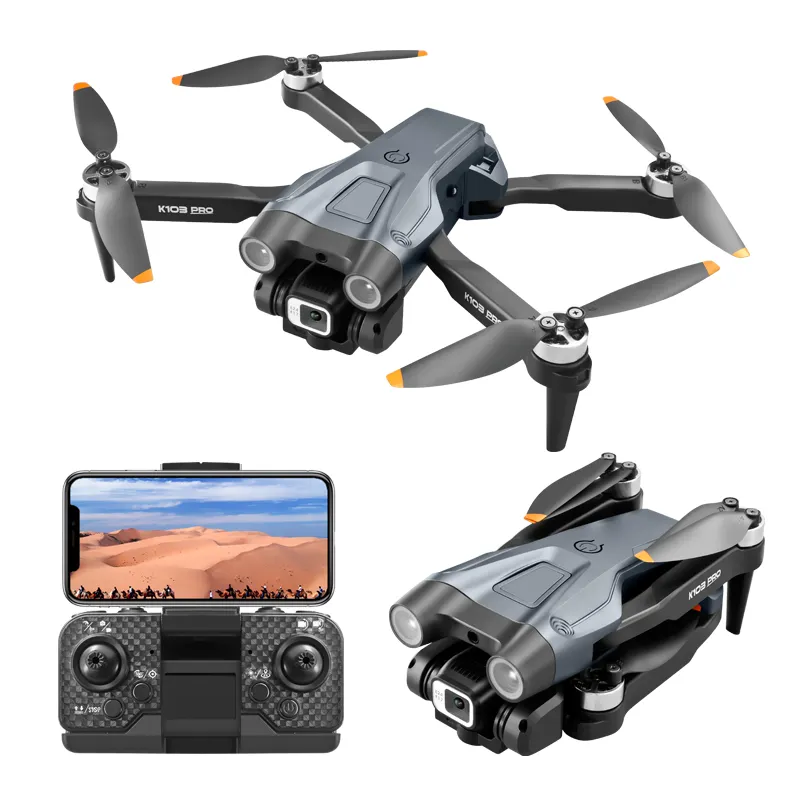 K103 Pro 4k HD dual câmera Três vias Obstáculo Evitar mini drone helicóptero com câmera RC quadcopter wifi pequeno drone