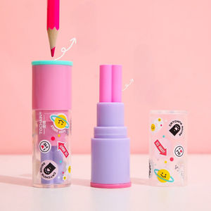 Styling rossetto gomma temperamatite 2-in-1 gomma correzione studente carino cancelleria creativa all'ingrosso - Product Image 4