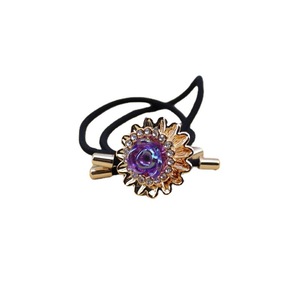 Coleteros con Flores y Diamantes de Imitación, Alta Elasticidad, Negros, Accesorios para el Cabello de Mujer, Diadema Informal de Resina Plástica, Verano 2021 - Product Image 5