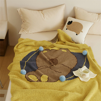 Couverture en microfibre avec boule de poils en trois dimensions pour la décoration de la maison WD