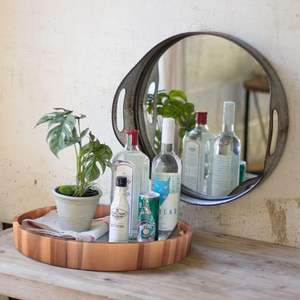 Bandeja de servicio de madera redonda de gran diámetro personalizada, bandeja circular de Acacia rústica con asas, inspiración otomana para entretenimiento gastronómico - Product Image 5