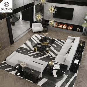 Muebles Italianos Foshan, Juego de Sofás Modulares de Cuero Genuino de Lujo en Forma de L, para el Hogar, Modelo DV-OTHOMSON-BOCAS, Producto Italiano - Product Image 3