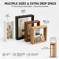 Bingkai Shadow Box Kayu Tebal 1.2" Grosir, Ukuran 5x7 8x10 Persegi, untuk Pajangan Bunga Kering dan Spesimen Kupu-kupu