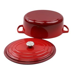 Fabrieksvoorraad Hoge Kwaliteit 4.5L Gietijzeren Emaille Ovale Kookpan Metalen Braadpan voor Zeevruchten Stoofpot - Product Image 2