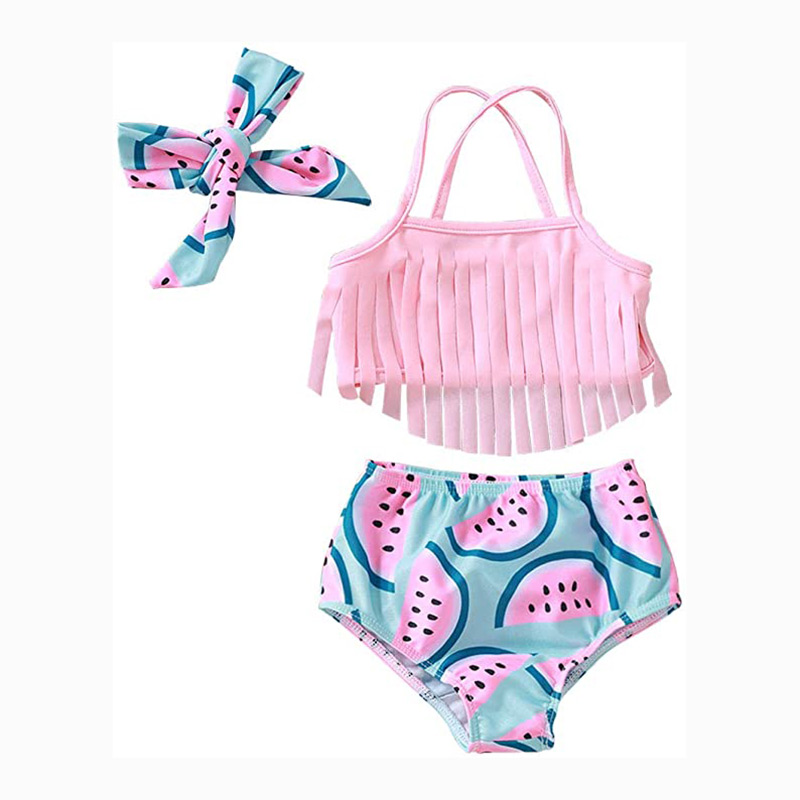 Оптовая закупка из Китая! Красные топы с лямкой на шее для малышей, с принтом арбуза и шорты с рисунком, одежда для купания, детские плавки для маленьких DGGS-024