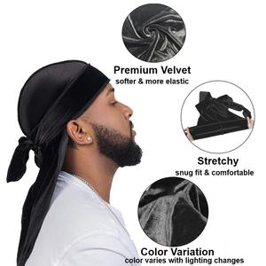 Usine Vente en Gros Durags et Turbans en Velours de Luxe, Doux à Longue Queue, Bandanas Hip-Hop Respirants pour Utilisation en Extérieur - Product Image 2