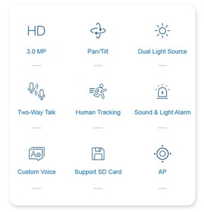 Caméra WiFi panoramique N96-X3 3MP Starlight avec <span class=keywords><strong>suivi</strong></span> <span class=keywords><strong>de</strong></span> détection humaine et caméra IP <span class=keywords><strong>de</strong></span> surveillance audio bidirectionnelle - Product Image 6