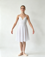 Robe de danse lyrique blanche pour filles, bretelles spaghetti, col en V, jupe longue, costume de danse moderne et contemporaine pour spectacle sur scène