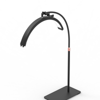 Lampe de sol demi-lune 320 LED en aluminium avec support de téléphone, température de couleur 2700K-5600K pour maquillage, cils et ongles