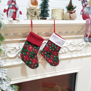 Arbre de noël décor chaussettes babiole fête de noël suspendu chaussette ornement décoration flocon de neige Plaid nouvel an Navidad décor sac - Product Image 6