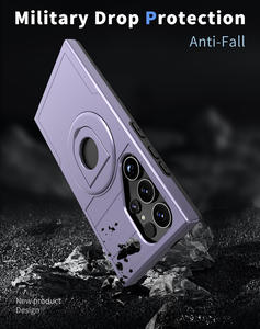 Custodia per telefono con cavalletto rigido per <span class=keywords><strong>Samsung</strong></span> S24 Ultra <span class=keywords><strong>360</strong></span> gradi antiurto in metallo porta lenti smerigliate - Product Image 4