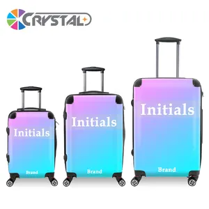 Best Sale Crystal PC Trolley Luggage Transparent Clear Brand Your Design Trolley Luggage Customized Logo Print Trolley Luggage