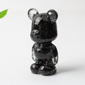 Statuette d'ours en résine époxy avec gravier de cristal d'améthyste naturelle, pour la guérison spirituelle - Product Image 4