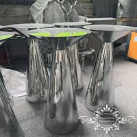 Table de bar moderne en acier inoxydable argenté brillant pour hôtel, mariage, usage commercial, durable