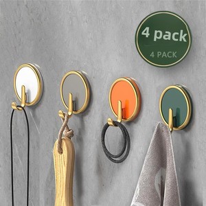 Light Luxury ABS Round Adhesive Hook Strong Bearing Punch-Free Bathroom Wall Towel <b>Clothes</b> Hook - Product Image 2