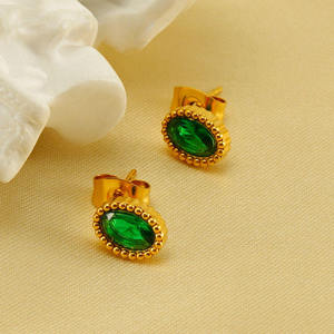 Set di Orecchini a Perno Classici Vintage con Zirconi - Gioielli Raffinati in Acciaio Inossidabile Placcato Oro 18K, Moda Coreana per Donne - Product Image 2