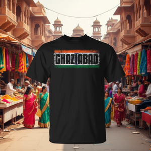 T-shirt promotionnel Ghaziabad Inde avec drapeau et couleurs indiennes – Produit d'Inde - Product Image 3