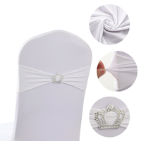 Bandes de chaise extensibles en spandex avec boucle en strass et bords surjetés pour la décoration de mariages, événements, banquets et hôtels