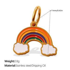 Custom DIY 14k 18k PVD Gold Plated Jewelry 316L Stainless Steel <b>Bracelet</b> Kawaii Bulk Rainbow Charms for <b>Bracelet</b> Necklace - Product Image 6