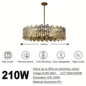 Lámpara colgante de escaleras moderna, candelabro de cristal grande minimalista, luz colgante de techo de cristal LED - Product Image 2