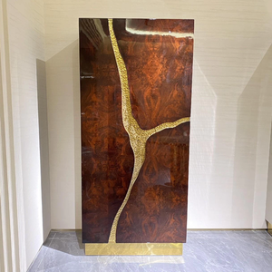 Luxury Brass Wine Cabinet Modern Designer Cracked <strong>Decorative</strong> Metal Cabinet for Villa and Mansion Statement Storage <strong>Lockers</strong> - Product Image 4