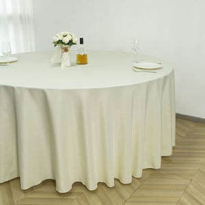 Mantel de poliéster redondo antimanchas blanco Premium de 120 pulgadas, cubierta de mesa tejida de Spandex - Product Image 4