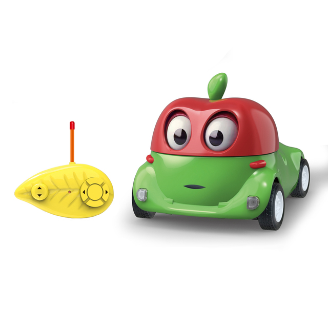 QS Mini Cartoon Fruit Racing Car Toy with 4-Channel 27MHz Wireless Remote Control Flashing Lights Vehicle Toys for Kids Gift