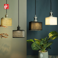 Personnalisé moderne rotin papier tissé LED éclairage décoratif Style ethnique maison lumières avec E26/E27/B22 alimentation