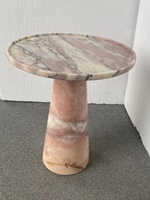 Table d'appoint en marbre rose la plus vendue, table à manger ronde en marbre, décoration intérieure, plateau de table en marbre