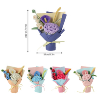 Kit de mini-bouquet élégant Duo : Créez une rose géante et un anthurium avec des tiges en chenille, 5 combinaisons de couleurs pastel douces