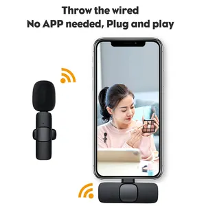 2022 חדש אלחוטי Lavalier מיקרופון נייד אודיו וידאו הקלטת מיקרופון עבור IPhone לחיות שידור משחקי Microfonoe