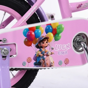 Vélo pour enfants style princesse 12 14 16 pouces, rose mignon, pour filles, avec protège-chaîne à motif <span class=keywords><strong>de</strong></span> dessin animé et panier <span class=keywords><strong>de</strong></span> rangement violet - Product Image 3