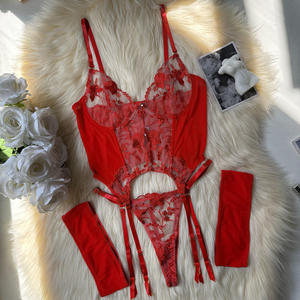 Ensemble de lingerie corset en dentelle élégante pour femme - Ensemble sexy 3 pièces avec <span class=keywords><strong>porte</strong></span>-jarretelles inclus, tenue de nuit sexy pour femme 1619 - Product Image 6
