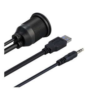 屏蔽式汽车仪表板安装扬声器 USB 3.5 毫米母头 USB 3.5 毫米公头 Aux 音频立体声电源延长线 PVC 汽车用 - Product Image 3