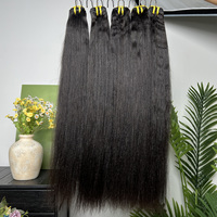 Lots de Cheveux Humains Vierges Non Traités Yaki Lisses en Gros, Cuticules Alignées, Double Trame, Cheveux Humains Bruts Cambodgiens