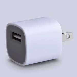 ขายส่งสําหรับ iPhone US ปลั๊ก 5W 5V 1A เครื่องชาร์จ USB Cube บล็อกเครื่องชาร์จติดผนัง